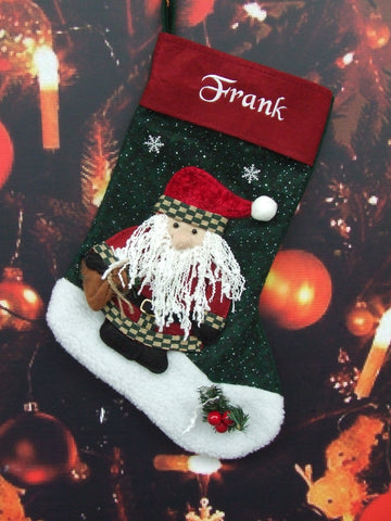 Personalised Felt Santa Christmas Stocking with the name Frank
